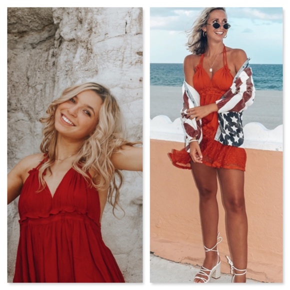 Backless Babydoll Short Dress in Burnt Orange - Picture 12 of 14